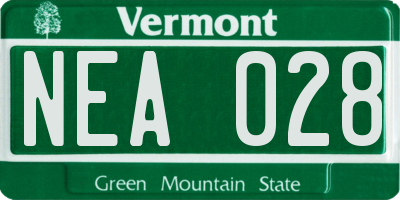 VT license plate NEA028