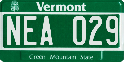 VT license plate NEA029