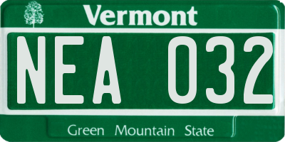 VT license plate NEA032