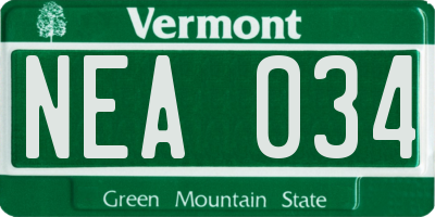 VT license plate NEA034