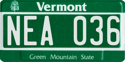 VT license plate NEA036