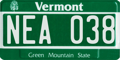 VT license plate NEA038