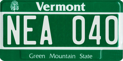 VT license plate NEA040