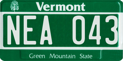 VT license plate NEA043