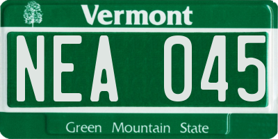 VT license plate NEA045