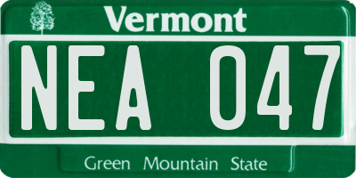 VT license plate NEA047