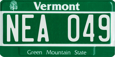 VT license plate NEA049