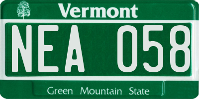 VT license plate NEA058
