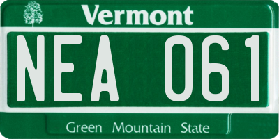 VT license plate NEA061