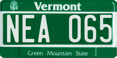 VT license plate NEA065