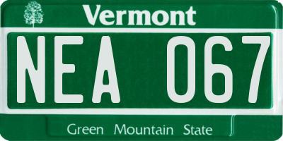 VT license plate NEA067