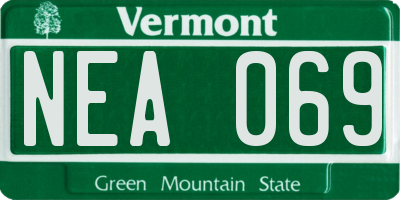 VT license plate NEA069