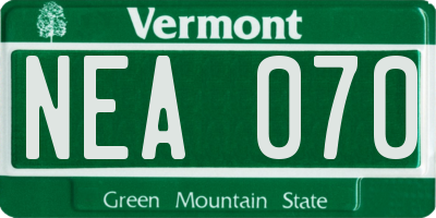 VT license plate NEA070