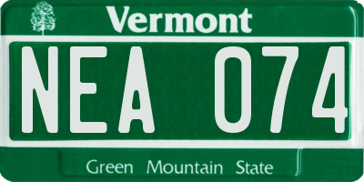 VT license plate NEA074