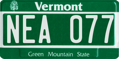 VT license plate NEA077