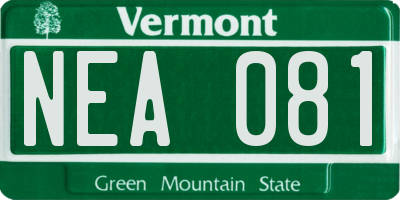 VT license plate NEA081
