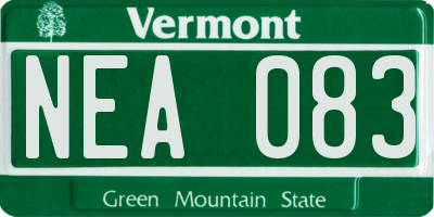 VT license plate NEA083
