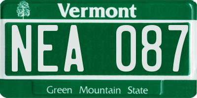 VT license plate NEA087