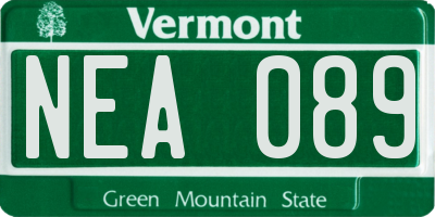 VT license plate NEA089