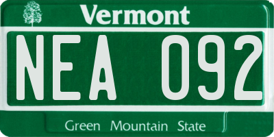 VT license plate NEA092