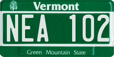 VT license plate NEA102
