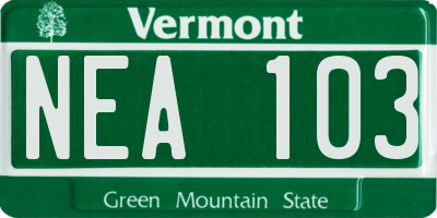 VT license plate NEA103