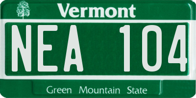 VT license plate NEA104