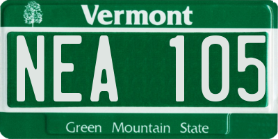 VT license plate NEA105