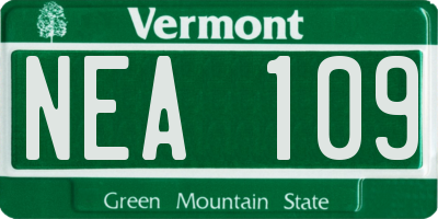 VT license plate NEA109