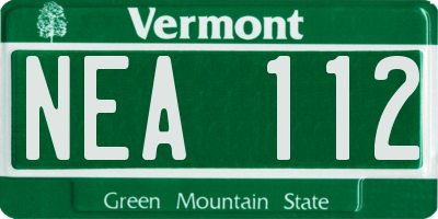 VT license plate NEA112