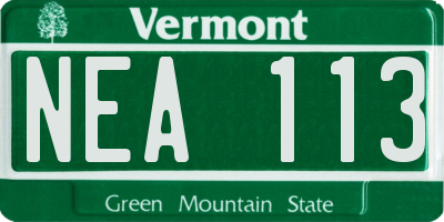 VT license plate NEA113