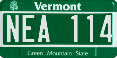 VT license plate NEA114