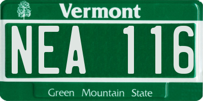 VT license plate NEA116