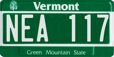 VT license plate NEA117