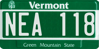 VT license plate NEA118