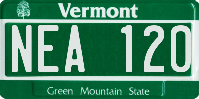 VT license plate NEA120