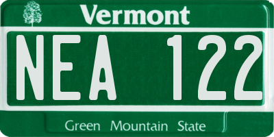 VT license plate NEA122
