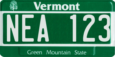 VT license plate NEA123
