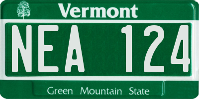 VT license plate NEA124