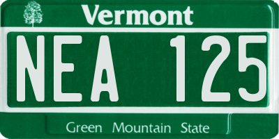 VT license plate NEA125