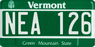 VT license plate NEA126