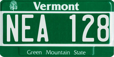 VT license plate NEA128