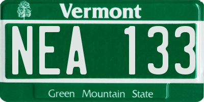 VT license plate NEA133