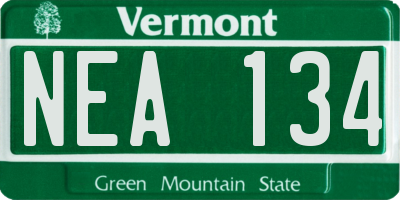 VT license plate NEA134