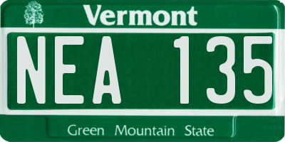 VT license plate NEA135
