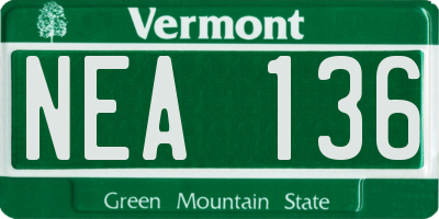VT license plate NEA136