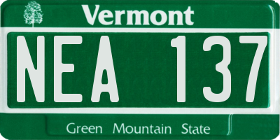 VT license plate NEA137