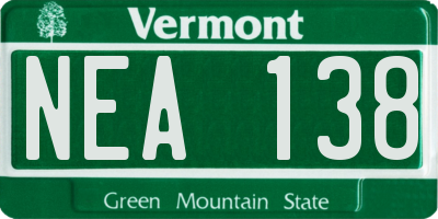 VT license plate NEA138