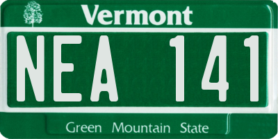 VT license plate NEA141