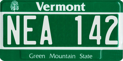 VT license plate NEA142